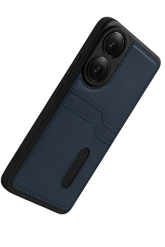 Oppo A38 Sara Kartvizitli Deri Kılıf - Lacivert 3