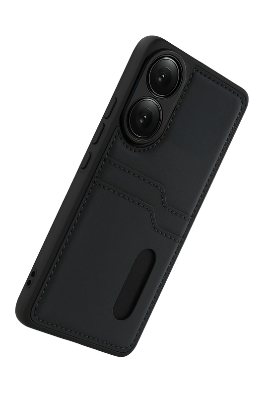 Oppo A38 Sara Kartvizitli Deri Kılıf - Siyah 4