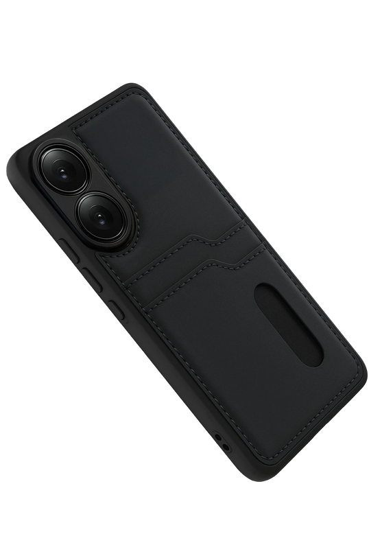 Oppo A38 Sara Kartvizitli Deri Kılıf - Siyah 5