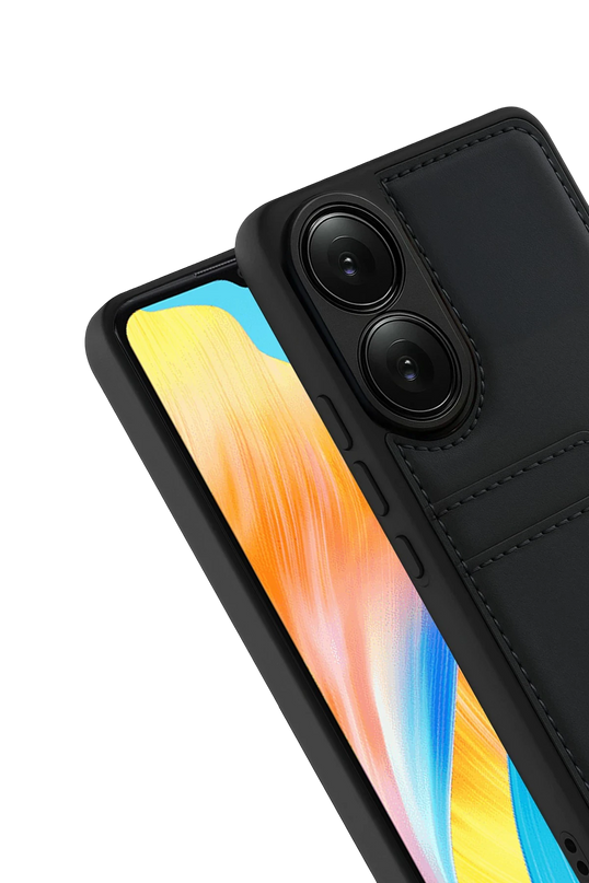 Oppo A38 Sara Kartvizitli Deri Kılıf - Siyah 2