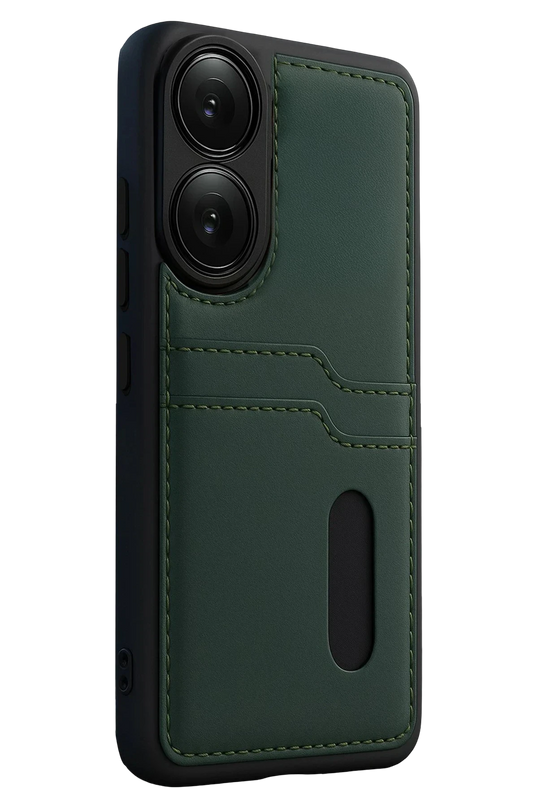 Oppo A38 Sara Kartvizitli Deri Kılıf - Yeşil 2