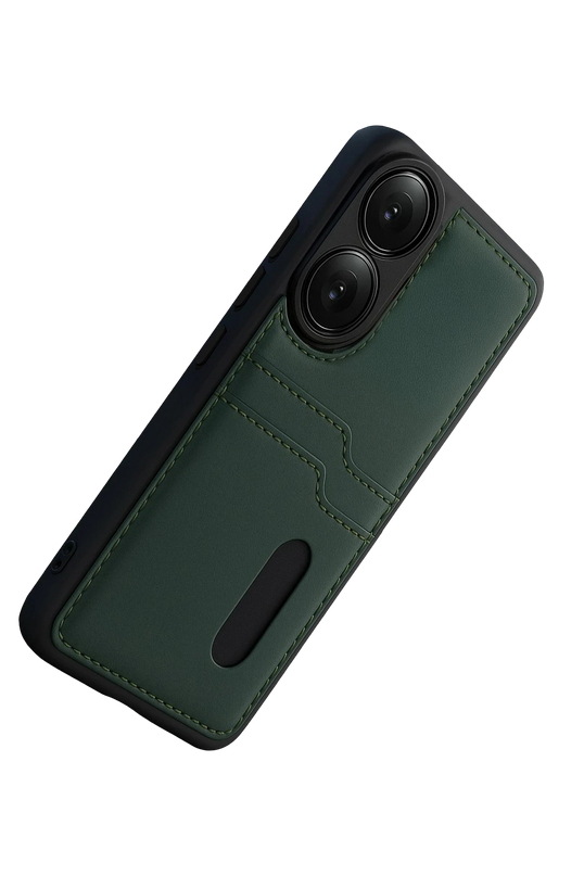 Oppo A38 Sara Kartvizitli Deri Kılıf - Yeşil 5