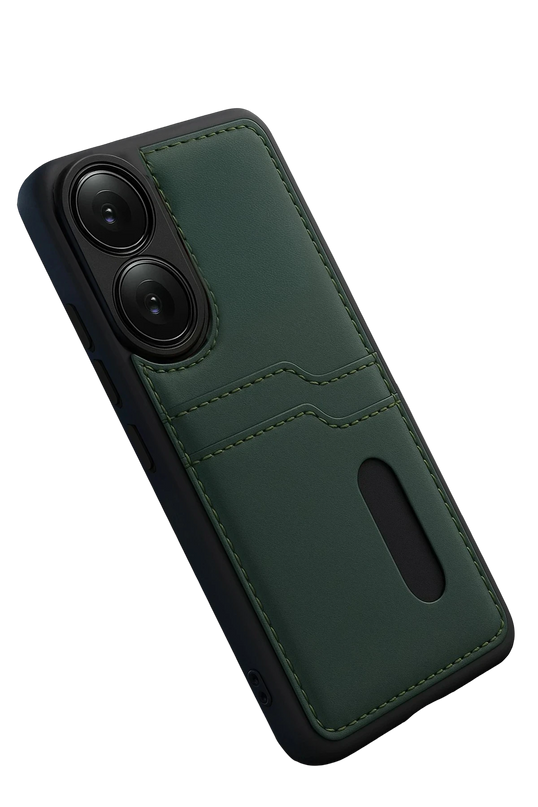 Oppo A38 Sara Kartvizitli Deri Kılıf - Yeşil 4