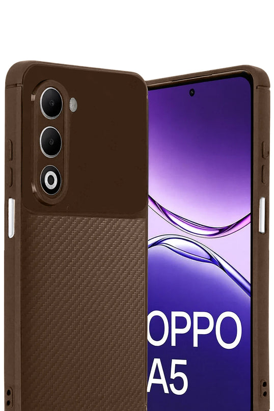 Oppo A5 4G Auto Focus Karbon Kapak Kılıf - Kahverengi 2