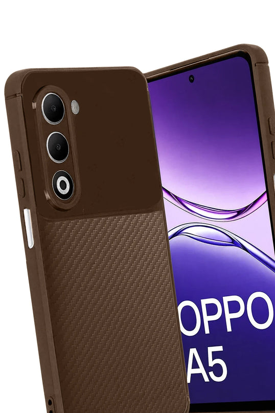 Oppo A5 4G Auto Focus Karbon Kapak Kılıf - Kahverengi 3