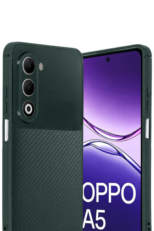Oppo A5 4G Auto Focus Karbon Kapak Kılıf - Koyu Yeşil 2