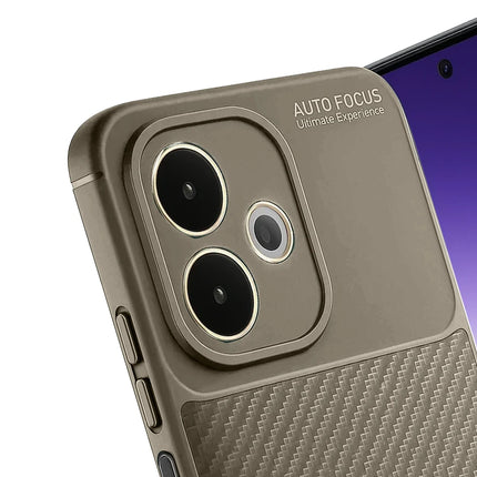 Oppo A5 Pro 4G Auto Focus Karbon Kapak Kılıf - Kahverengi 4