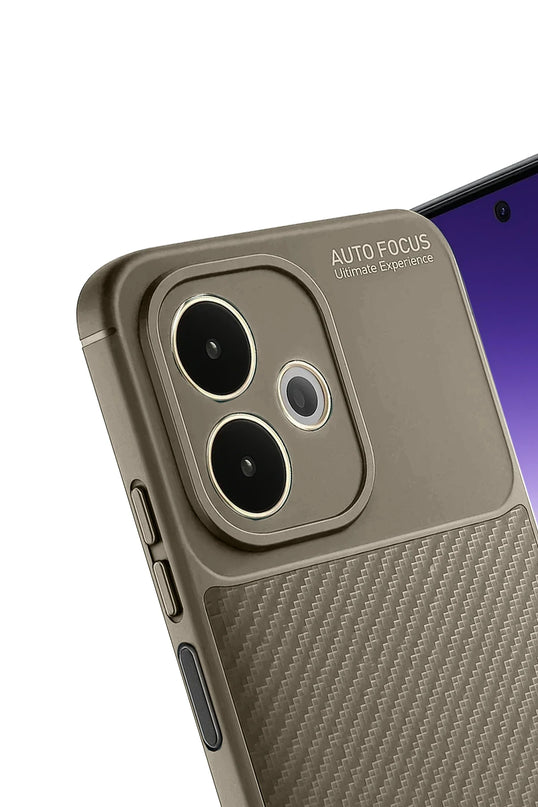Oppo A5 Pro 4G Auto Focus Karbon Kapak Kılıf - Kahverengi 4
