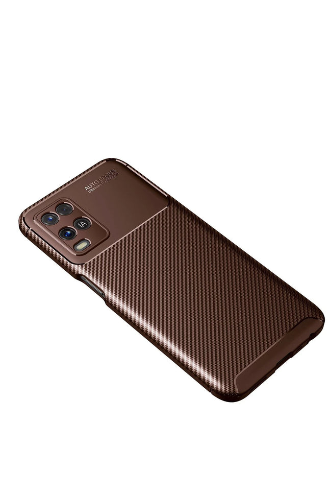 Oppo A54 4G Auto Focus Karbon Kapak Kılıf - Kahverengi 2