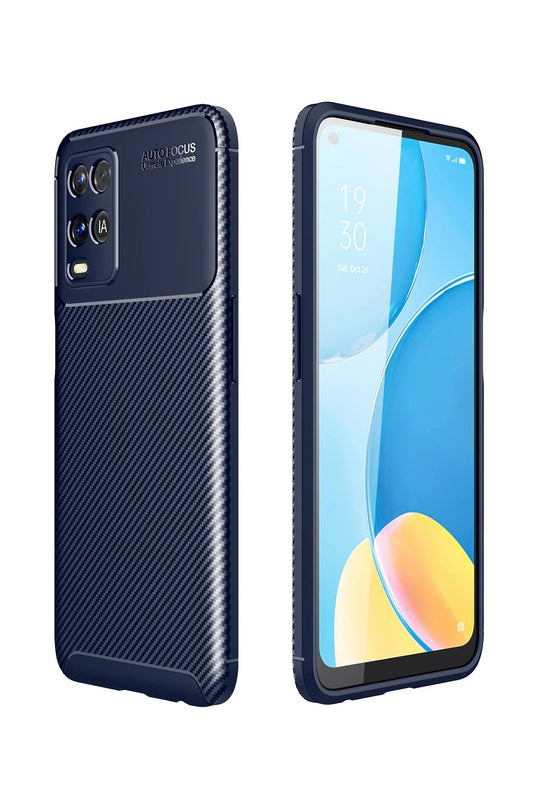 Oppo A54 4G Auto Focus Karbon Kapak Kılıf - Lacivert
