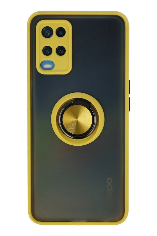Oppo A54 4G Montreal Yüzüklü Silikon Kapak Kılıf - Sarı