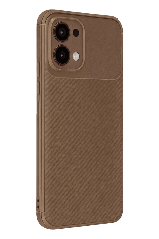 Oppo A6 Pro 4G Auto Focus Karbon Kapak Kılıf - Kahverengi 2