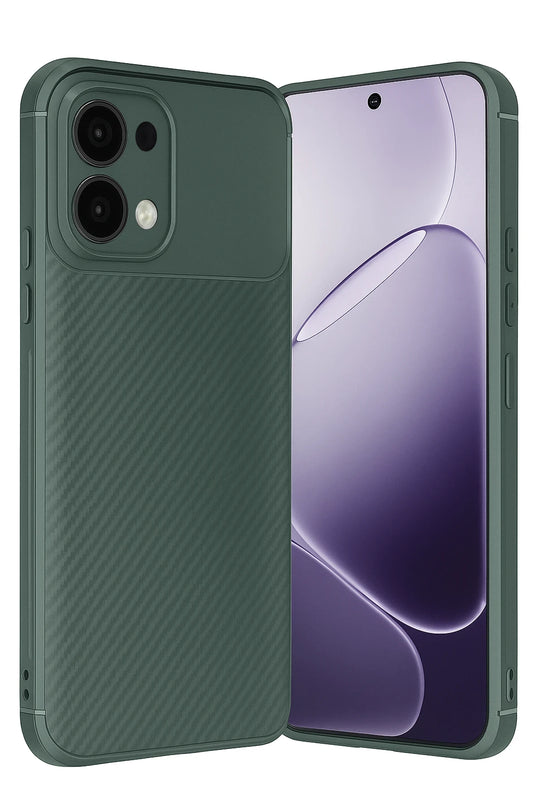 Oppo A6 Pro 4G Auto Focus Karbon Kapak Kılıf - Koyu Yeşil