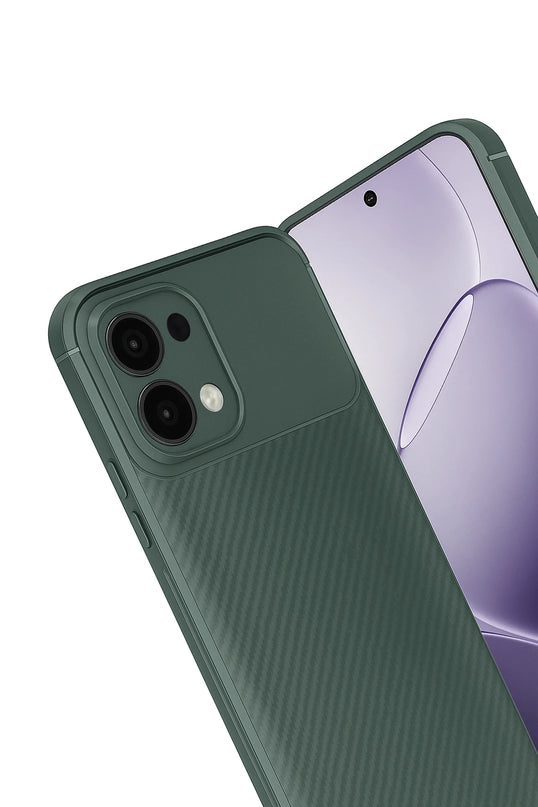 Oppo A6 Pro 4G Auto Focus Karbon Kapak Kılıf - Koyu Yeşil 2