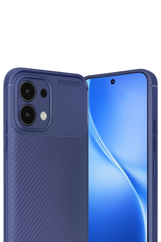 Oppo A6 Pro 4G Auto Focus Karbon Kapak Kılıf - Lacivert 3