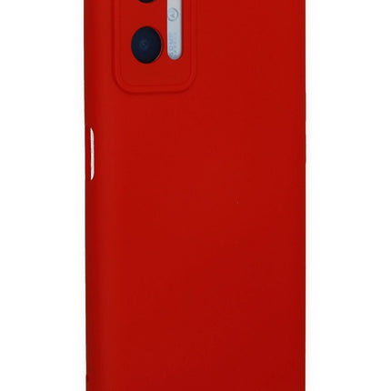 Oppo A96 Nano içi Kadife Silikon Kılıf - Kırmızı 3