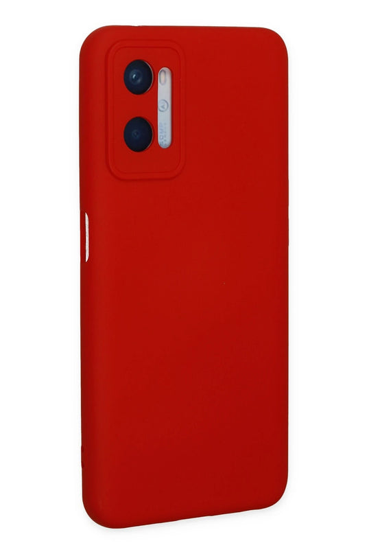 Oppo A96 Nano içi Kadife Silikon Kılıf - Kırmızı 3