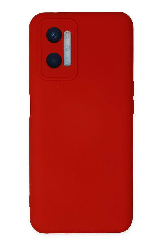 Oppo A96 Nano içi Kadife Silikon Kılıf - Kırmızı