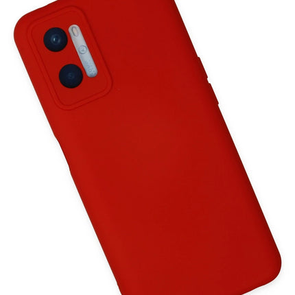 Oppo A96 Nano içi Kadife Silikon Kılıf - Kırmızı 2
