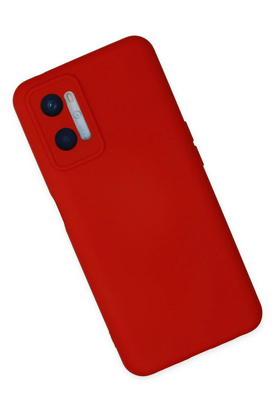 Oppo A96 Nano içi Kadife Silikon Kılıf - Kırmızı 2