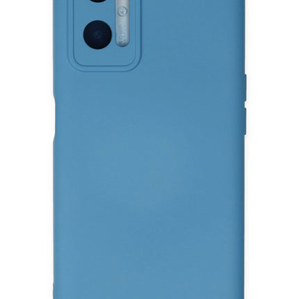 Oppo A96 Nano içi Kadife Silikon Kılıf - Mavi