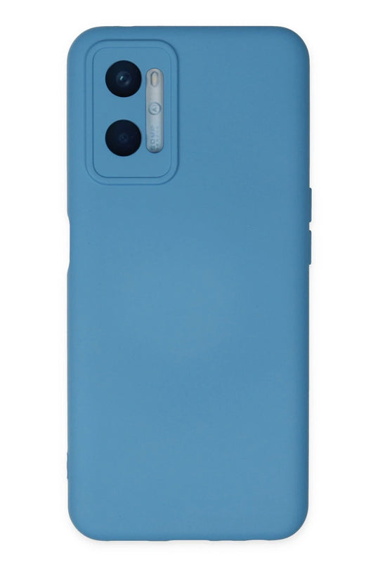 Oppo A96 Nano içi Kadife Silikon Kılıf - Mavi