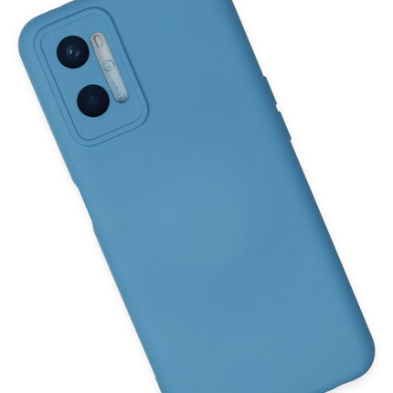 Oppo A96 Nano içi Kadife Silikon Kılıf - Mavi 2