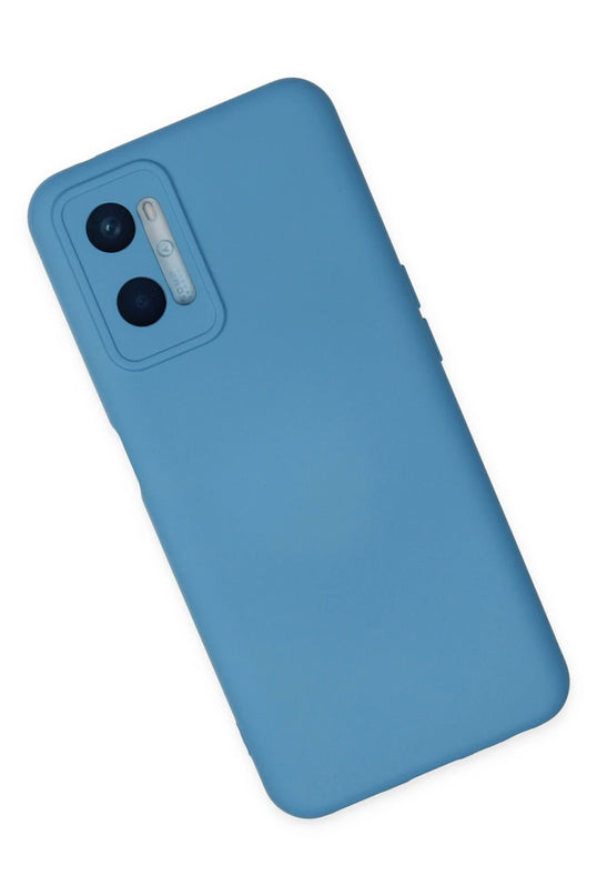 Oppo A96 Nano içi Kadife Silikon Kılıf - Mavi 2