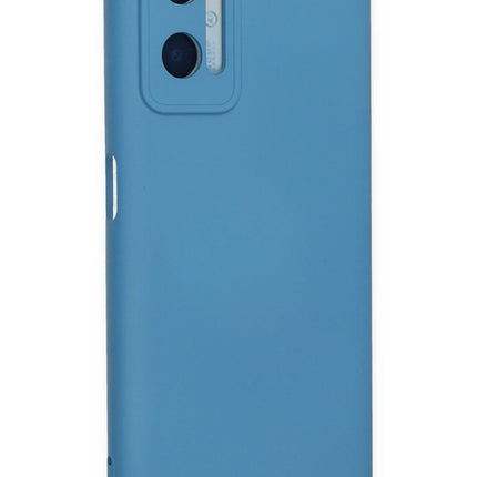 Oppo A96 Nano içi Kadife Silikon Kılıf - Mavi 3