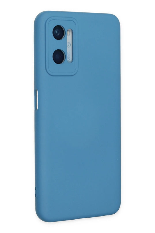 Oppo A96 Nano içi Kadife Silikon Kılıf - Mavi 3