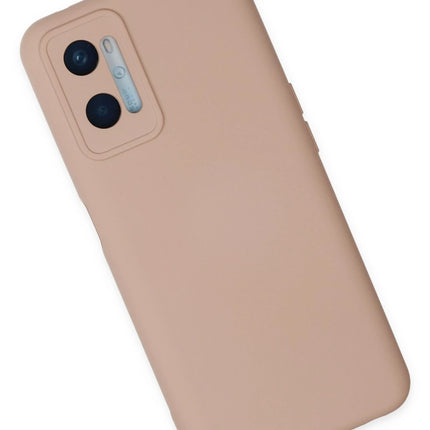 Oppo A96 Nano içi Kadife Silikon Kılıf - Pudra 2