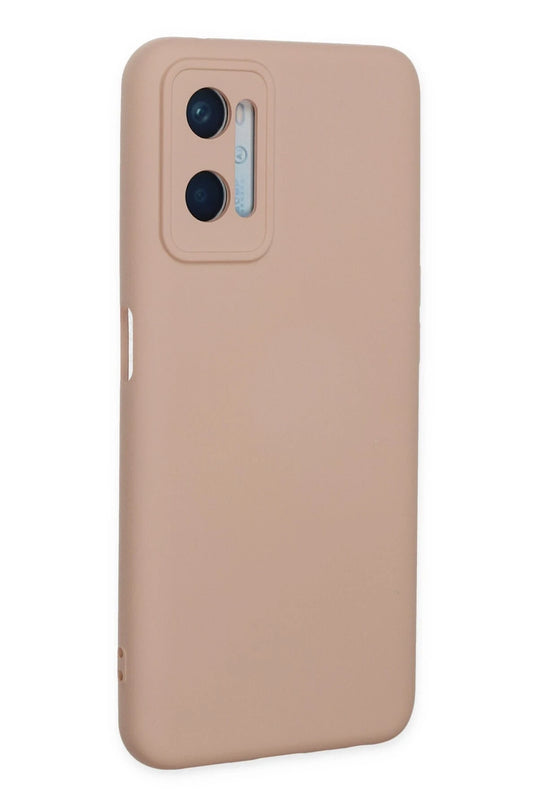 Oppo A96 Nano içi Kadife Silikon Kılıf - Pudra 3