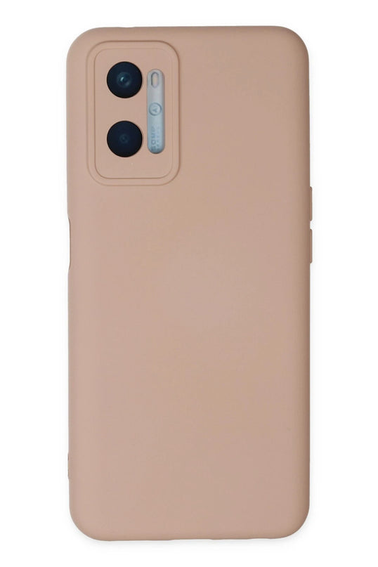 Oppo A96 Nano içi Kadife Silikon Kılıf - Pudra