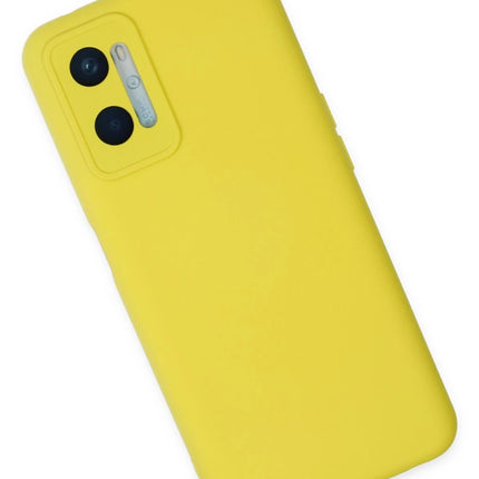 Oppo A96 Nano içi Kadife Silikon Kılıf - Sarı 2
