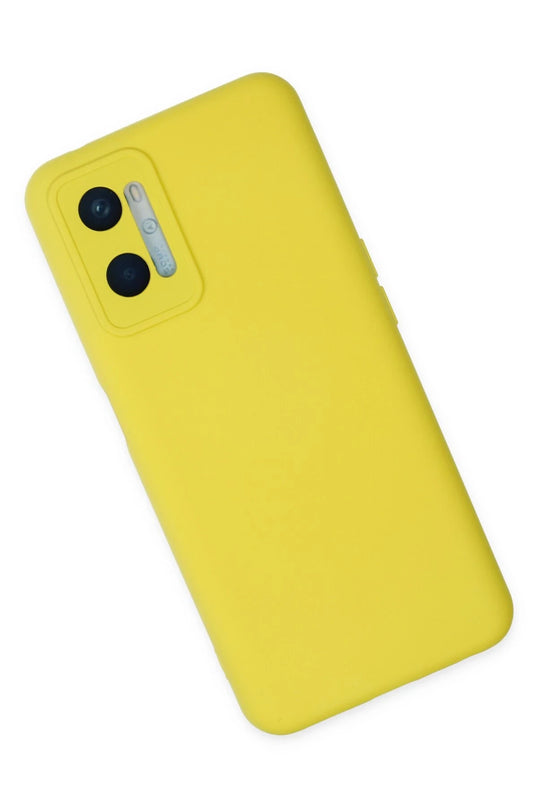 Oppo A96 Nano içi Kadife Silikon Kılıf - Sarı 2