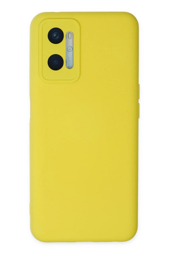 Oppo A96 Nano içi Kadife Silikon Kılıf - Sarı