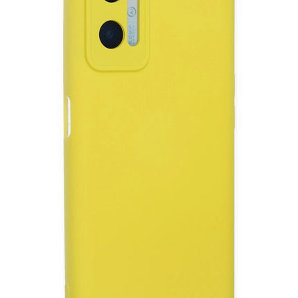 Oppo A96 Nano içi Kadife Silikon Kılıf - Sarı 3