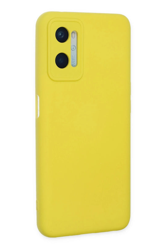 Oppo A96 Nano içi Kadife Silikon Kılıf - Sarı 3