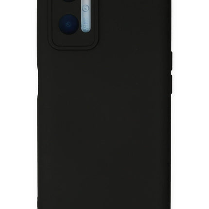 Oppo A96 Nano içi Kadife Silikon Kılıf - Siyah