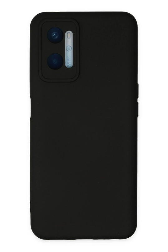 Oppo A96 Nano içi Kadife Silikon Kılıf - Siyah