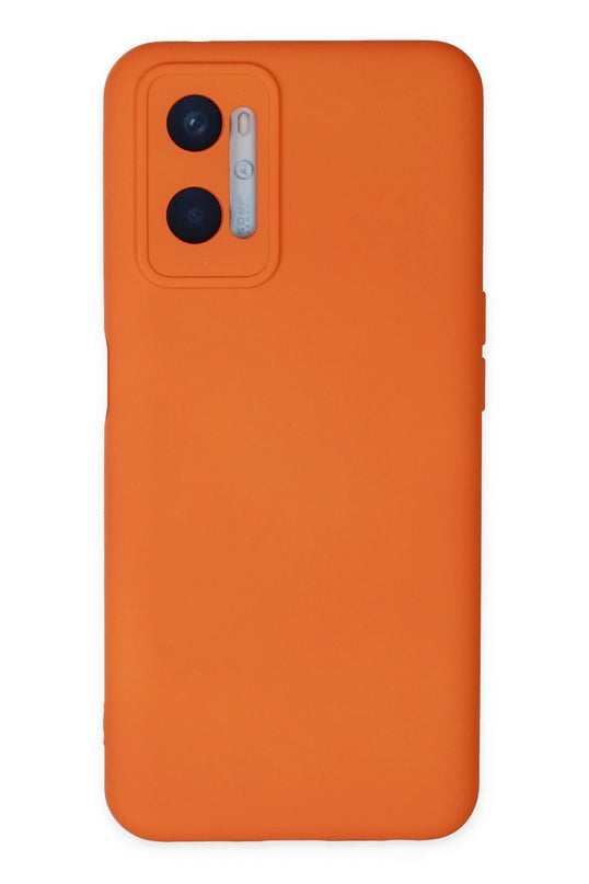 Oppo A96 Nano içi Kadife Silikon Kılıf - Turuncu