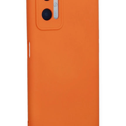 Oppo A96 Nano içi Kadife Silikon Kılıf - Turuncu 3