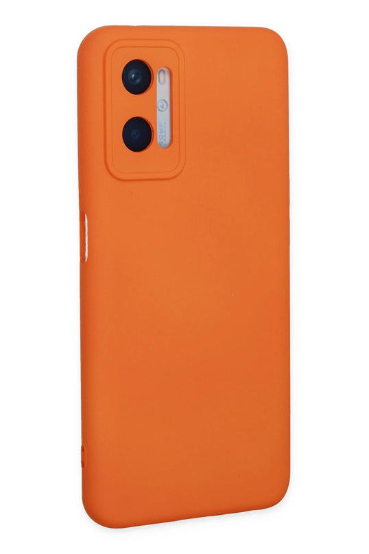 Oppo A96 Nano içi Kadife Silikon Kılıf - Turuncu 3