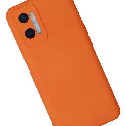 Oppo A96 Nano içi Kadife Silikon Kılıf - Turuncu 2