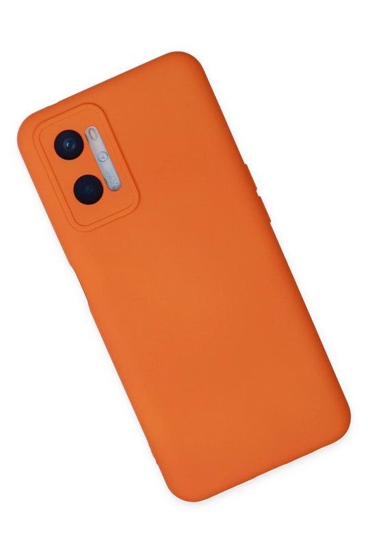 Oppo A96 Nano içi Kadife Silikon Kılıf - Turuncu 2