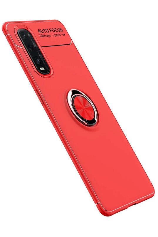 Oppo Find X2 Range Yüzüklü Silikon Kılıf - Kırmızı 2