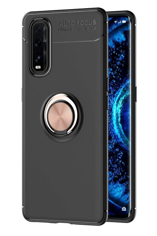 Oppo Find X2 Range Yüzüklü Silikon Kılıf - Siyah 2