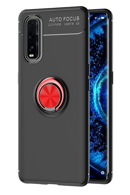 Oppo Find X2 Range Yüzüklü Silikon Kılıf - Siyah 4