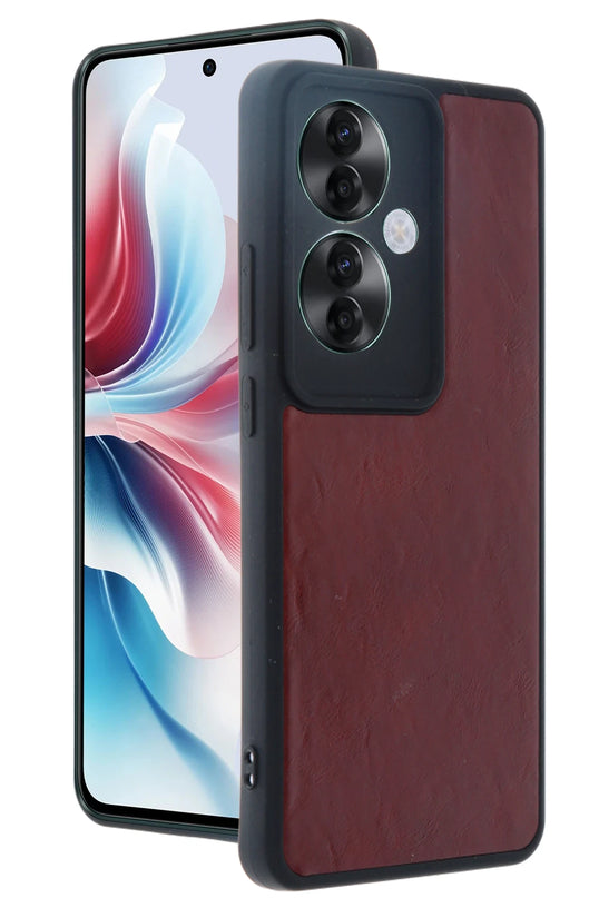 Oppo Reno 11F Aras Deri Kapak Kılıf - Bordo