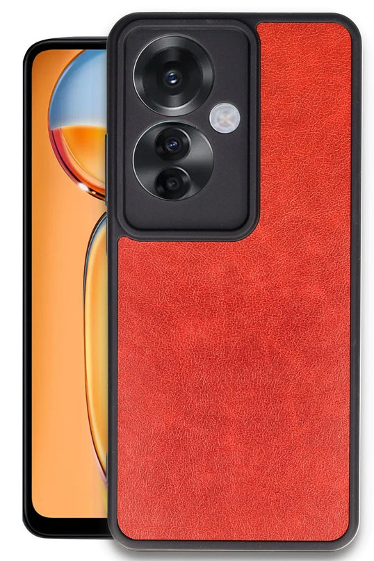 Oppo Reno 11F Aras Deri Kapak Kılıf - Kırmızı